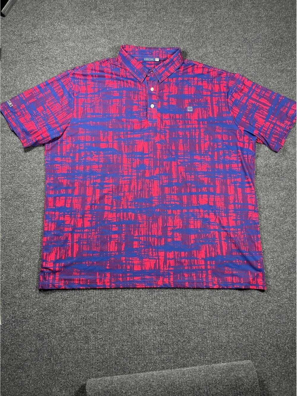 Hreski XXL Short Sleeve Abstract Print Polo Shirt